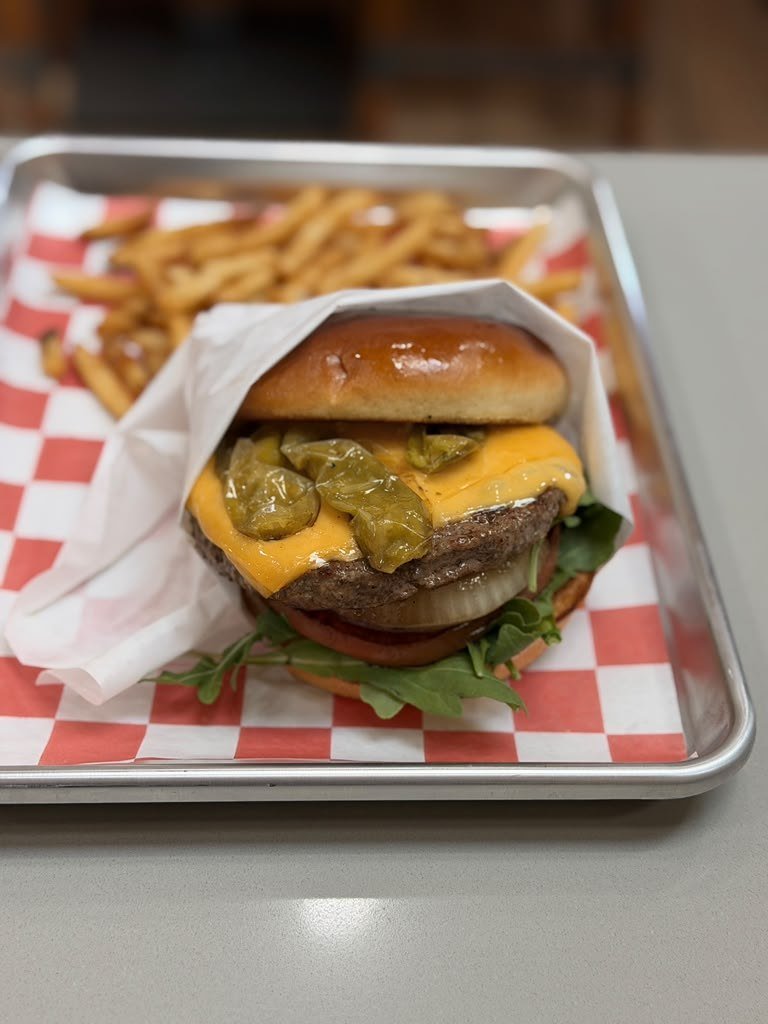 A Jack Ranch double cheeseburger with fries
